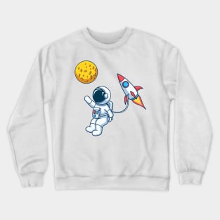 Astronaut With Rocket Towards The Moon Crewneck Sweatshirt